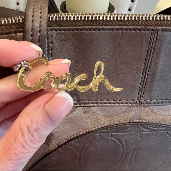 Coach Laura Signature Brown and Tan Tote - Picture 3 of 11
